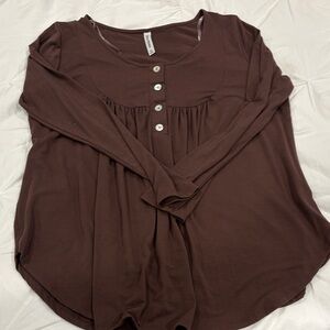 Classic Brown Button-Down Women's Top
